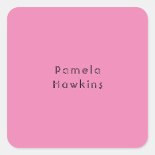 Stylish plain pink feminine retro vintage square sticker