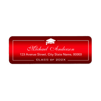 Stylish Plain Red Gradient Graduation Cap Graduate Label