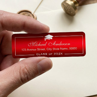 Stylish Plain Red Gradient Graduation Cap Graduate Label