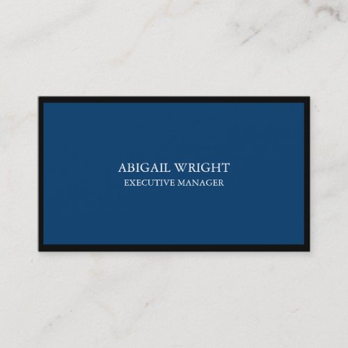 Stylish Plain Simple Blue Black Professional Business Card