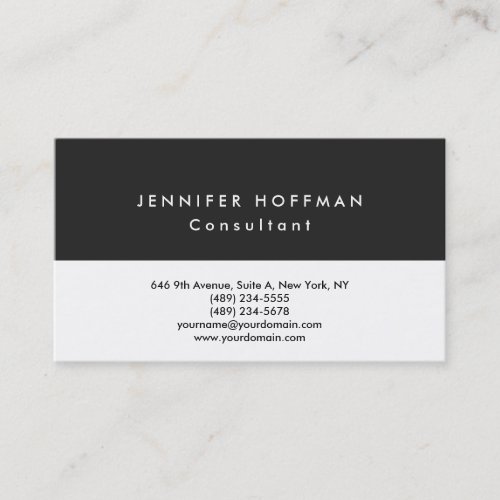 Stylish Plain Simple Clean Gray White Professional Business Card