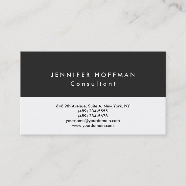 Stylish Plain Simple Clean Gray White Professional Business Card (Front)