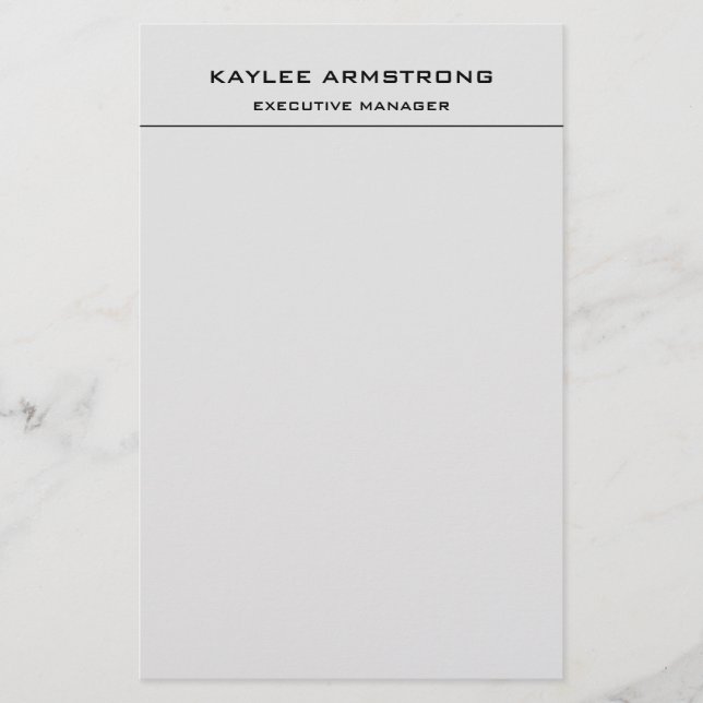 Stylish Plain Simple Professional Light Grey Stationery (Front)