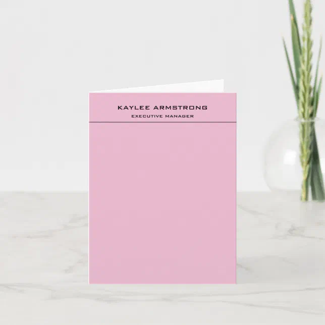 Note Card Front Stylish Plain Simple Professional Light Pink Note Card | Zazzle