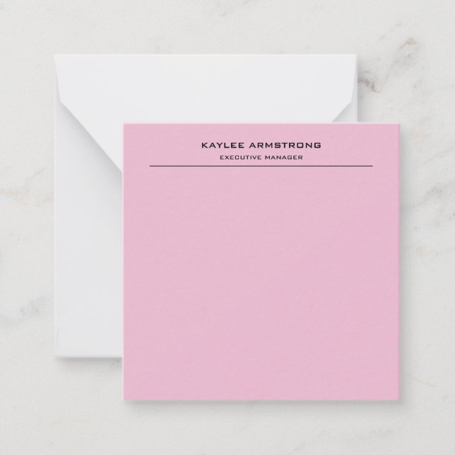 Stylish Plain Simple Professional Light Pink Note Card (Front)