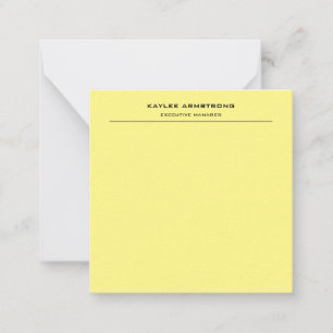 Stylish Plain Simple Professional Light Yellow Note Card