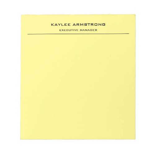 Stylish Plain Simple Professional Light Yellow Notepad