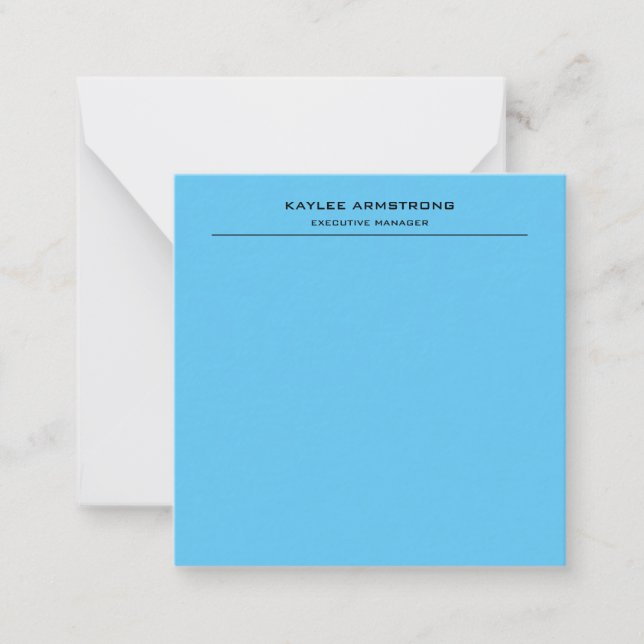 Stylish Plain Simple Professional Sky Blue Note Card (Front)