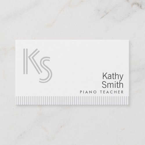 Stylish Plain White Piano Teacher Business Card