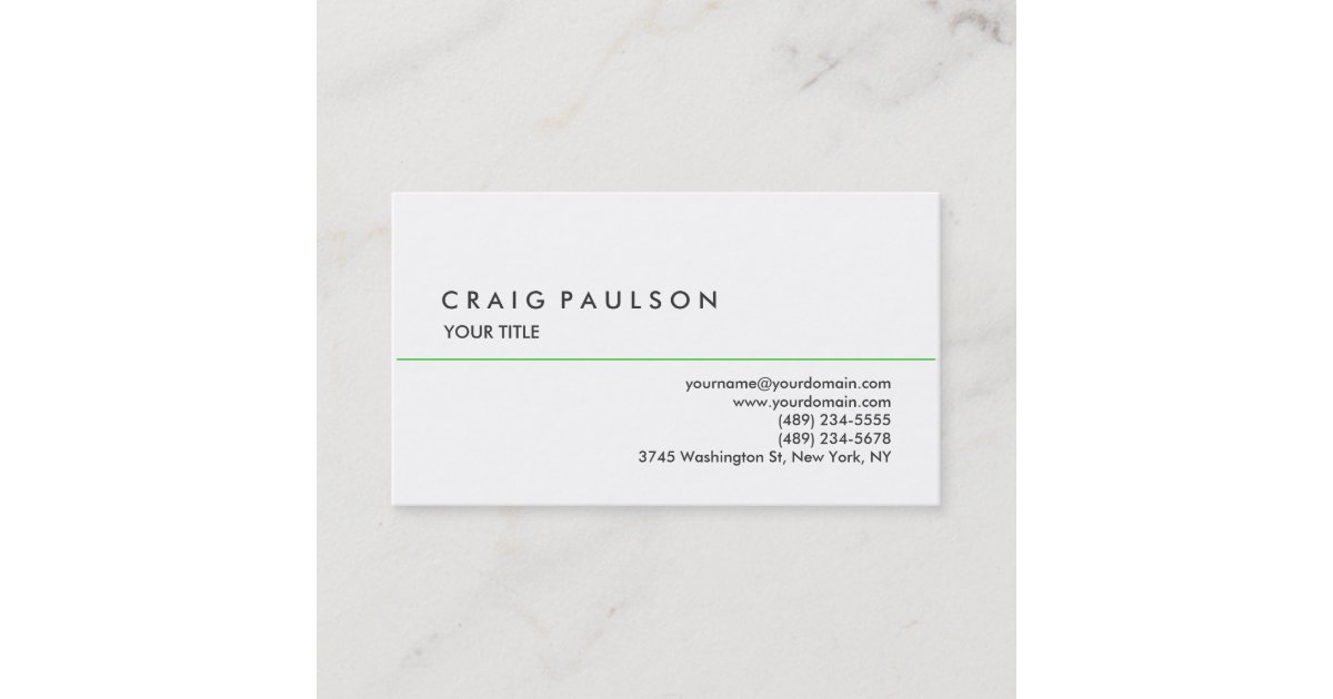 Stylish Plain White Professional Business Card Zazzle