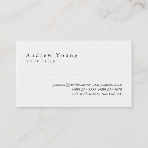 Stylish Plain White Professional Business Card