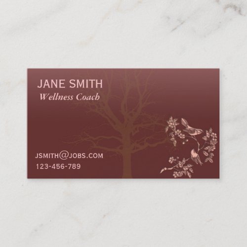 Stylish Plum Burgundy Wellness Caoch tree of life Business Card