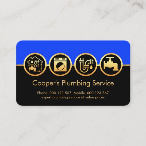 Stylish Plumbing Icons Plumbing Service Business Card