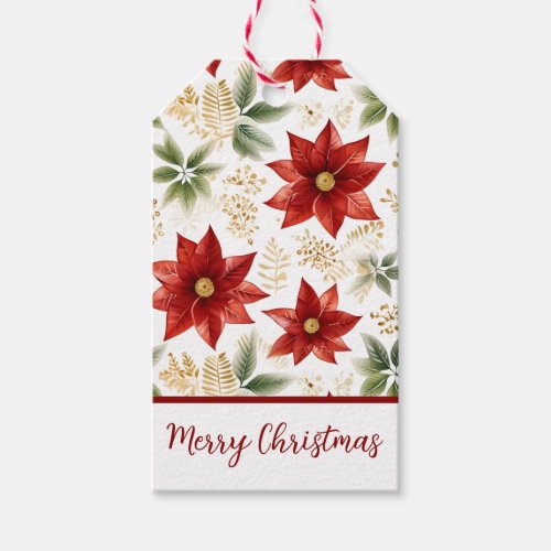 Stylish Poinsettia Floral Flower Gift Tags