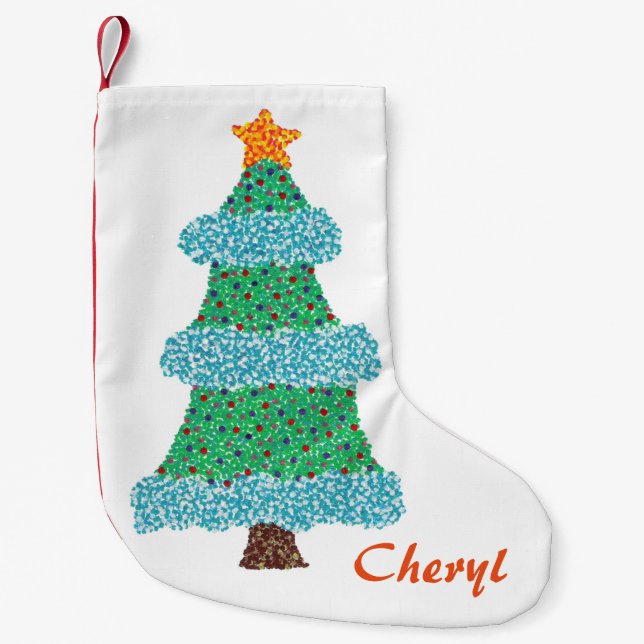 Stylish Pointillism Christmas Tree Stockings (Front)