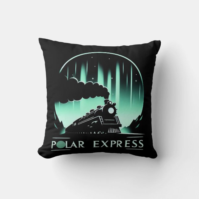  Stylish Polar Express Train Design Throw Pillow (Front)
