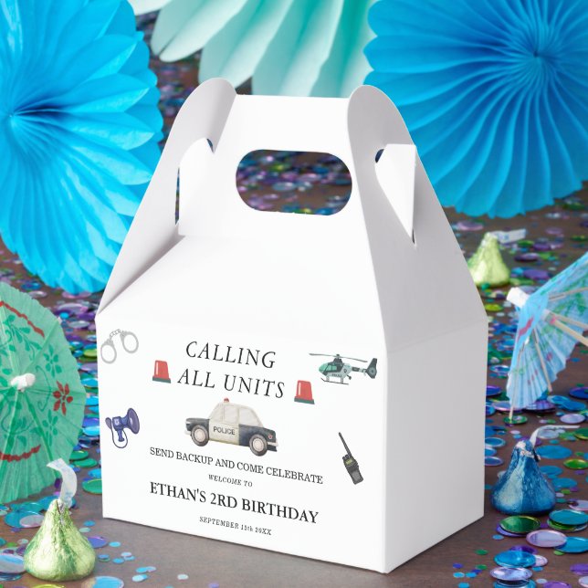Stylish Police Kids Birthday Favor Boxes (Party)