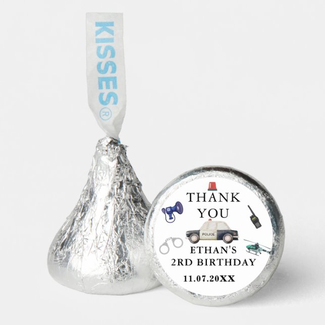 Stylish Police Kids Birthday Hershey®'s Kisses® (Front)