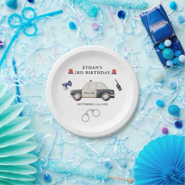 Stylish Police Kids Birthday Paper Plates (Party)