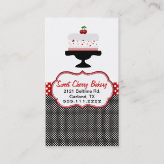 Stylish Polka Dot Cake Custom Bakery Business Card