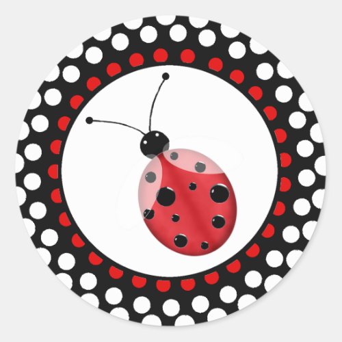 Stylish Polka Dot Ladybug Envelope Seal Sticker