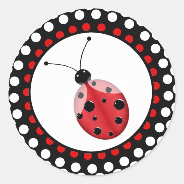 Stylish Polka Dot Ladybug Envelope Seal Sticker (Front)