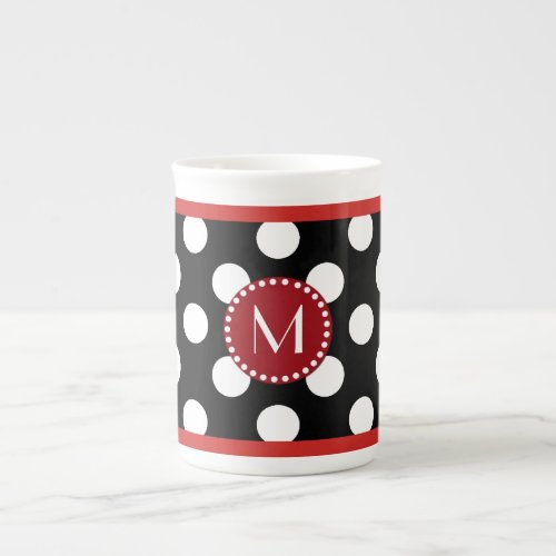 Stylish Polka Dot Monogram Bone China Mug