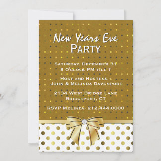 Stylish Polka Dot New Years Eve Party Invitation