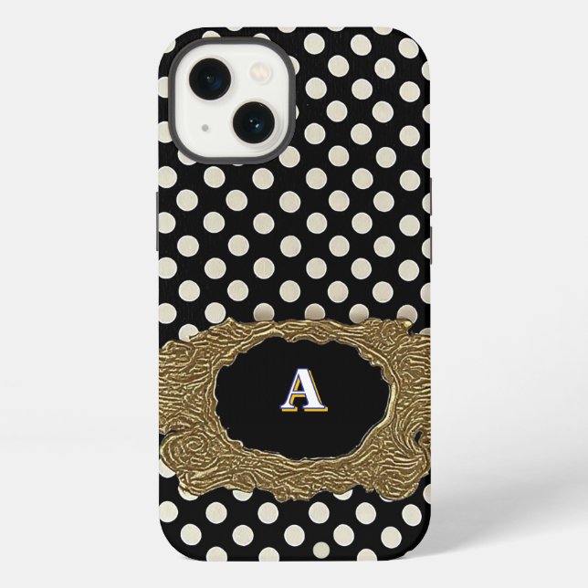 Stylish Polka Dot Pattern With a Luxe Gold Frame Iphone Case (Back)