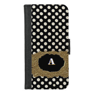 Stylish Polka Dot Pattern With a Luxe Gold Frame iPhone 8/7 Wallet Case