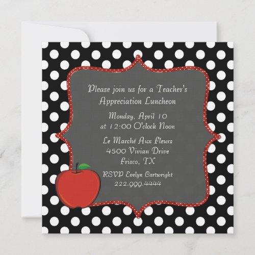 Stylish Polka Dot Teachers Luncheon Invitation