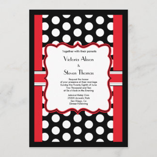Stylish Polka Dot Wedding Invitation (Red)