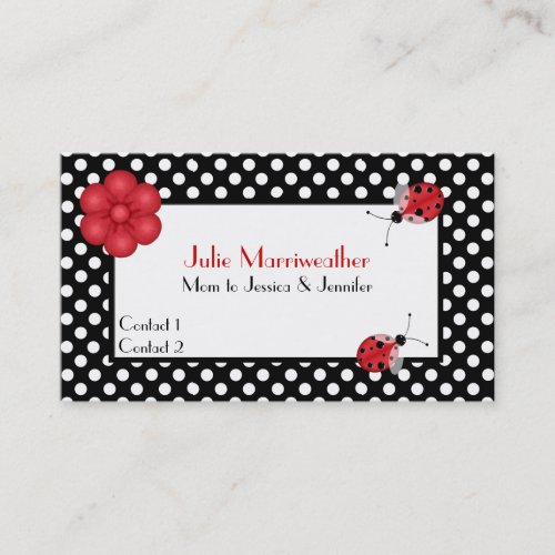 Stylish Polka Dots  Ladybugs Mommy Calling Card
