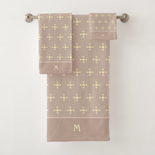 Stylish polka dots on Lucky Hazelnut Beige Bath Towel Set