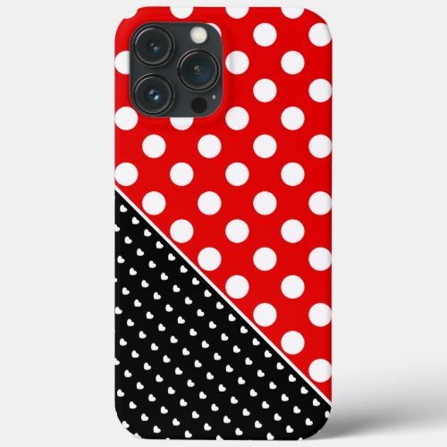  Stylish Polka Dots Red Black and White iPhone 13 Pro Max Case