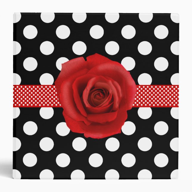 Stylish Polka Dots & Rose Binder (Front)
