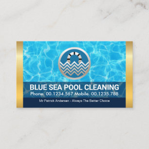 Stylish Pool Waters Gold Stripes Business Card