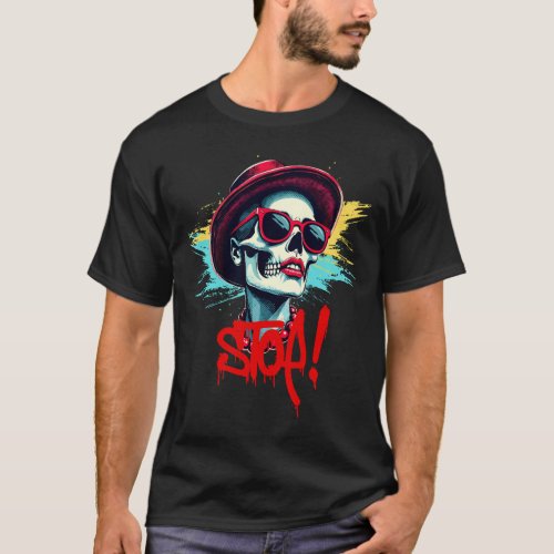 Stylish Pop Art Skull T_Shirt