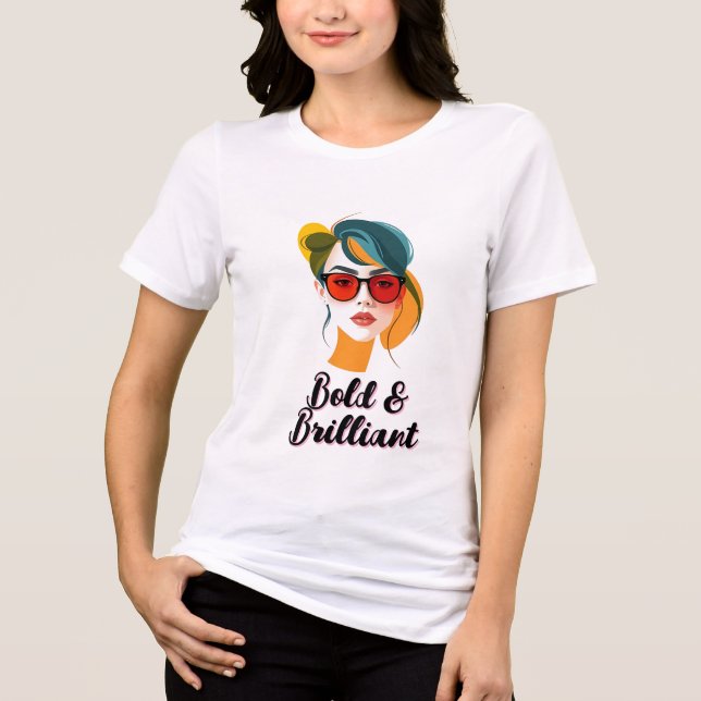 Stylish Pop Art Woman With Sunglasses Tri-Blend Shirt (Front)