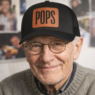 Stylish Pops Hat, Grandfather Gift Idea for Pops Leather Patch Hat