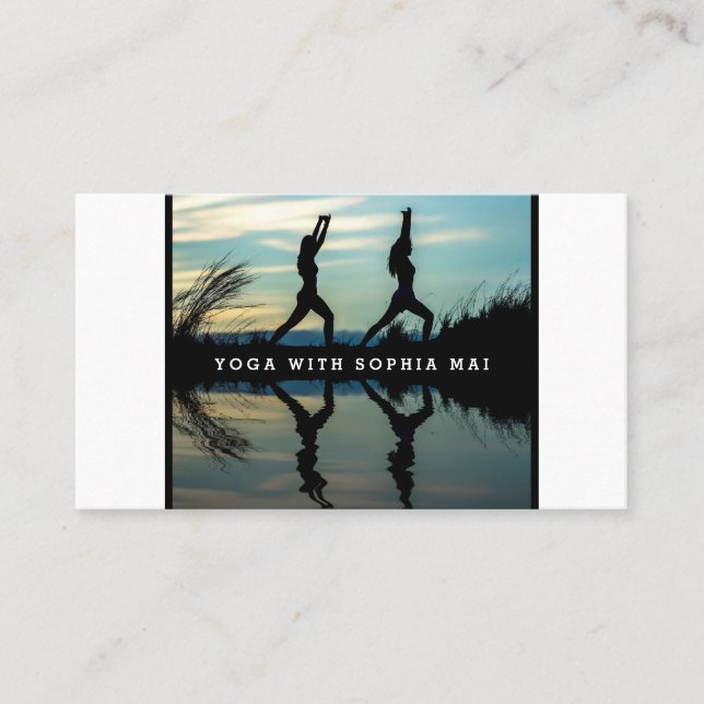 Stylish Portrait Reflection, Yoga Instructor Business Card (Front)