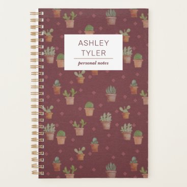 Stylish Potted Cactus Cute Girly Personalized Planner