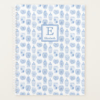 Stylish Preppy Blue And White Affirmations Planner