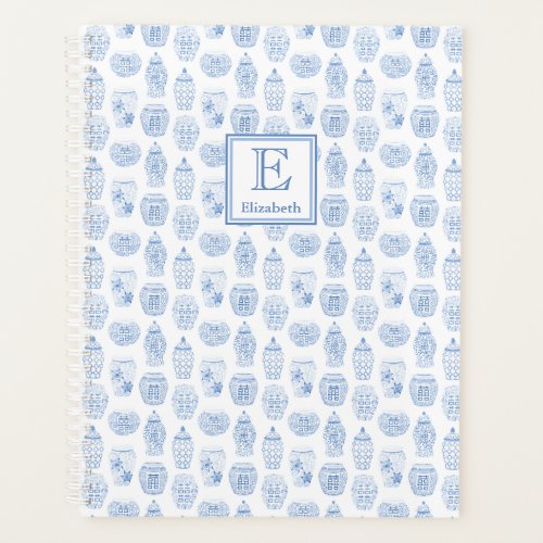 Stylish Preppy Blue And White Affirmations Planner