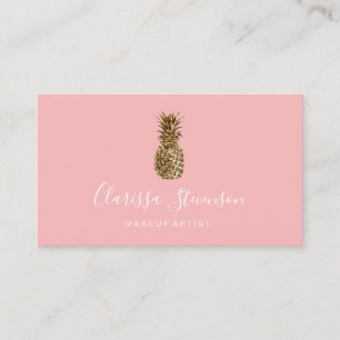 Stylish pretty chick gold pineapple makeup artist business card