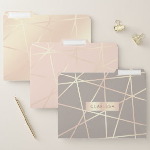 Stylish pretty chick rose gold geometric file folder