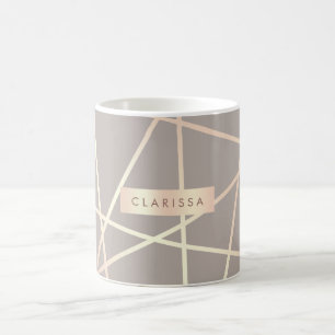Stylish pretty chick rose gold & grey geometric coffee mug