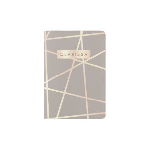 Stylish pretty chick rose gold & grey geometric passport holder