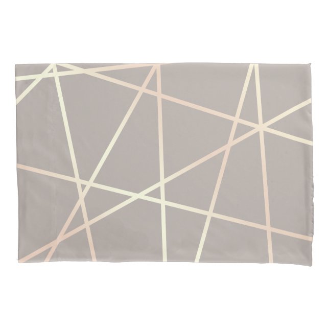 Stylish pretty chick rose gold & grey geometric pillow case (Front)