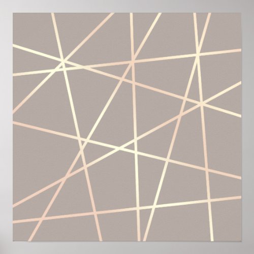 Stylish pretty chick rose gold  grey geometric poster